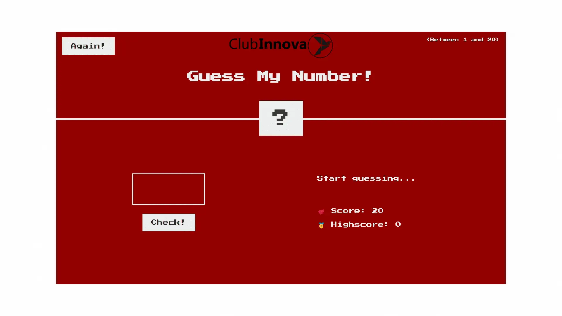 Guess My Number Splash Page